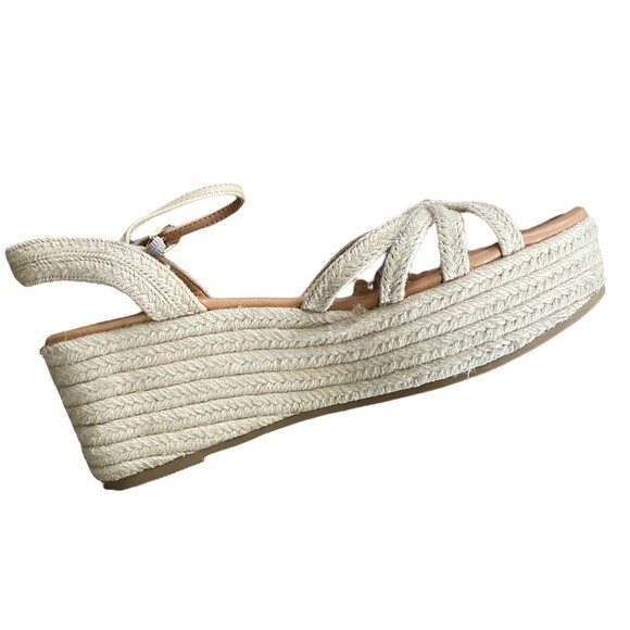 J.Crew Strappy Raffia Espadrilles Platform Wedges Sandals Size 9.5 Shoes - Picture 6 of 7